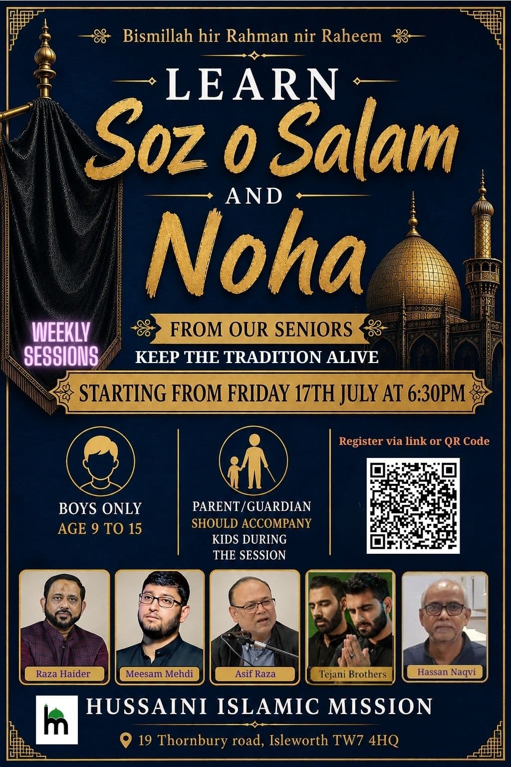 Learn Soz o Salam & Noha (Boys Only) – Starting 17th July 2026