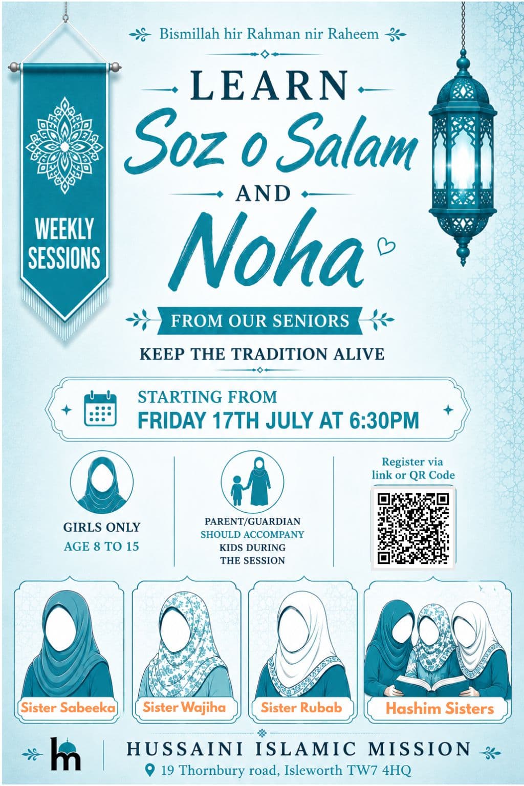 Learn Soz o Salam & Noha (Girls Only) – Starting 17th July 2026
